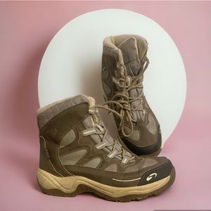 C-TEXI Hiking Trail Laced Boots Beige Brown Tan Lace-up Size 8